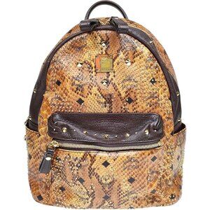 (S6) Authentic MCM Backpack Bag Brown PVC Luxury Vintage Designer Handbag